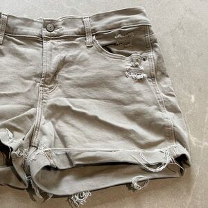 Distressed Mid Rise Boyfriend Gray Jean Shorts